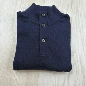 Polo Ralph Lauren Men’s L Large Polo Shirt Sweater Navy Blue Merino Wool Knit